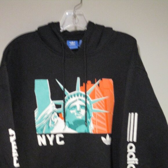 Adidas Mens NYC Hoodie Black and Orange Size Medium - Picture 2 of 5